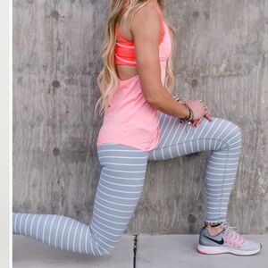 KIAVA Grey and White Stripe Leggings